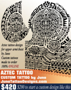 Aztec calendar tattoo, mayan tattoo, mexican tattoo, juno tattoo designs