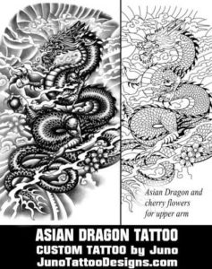 asian dragon tattoo, tattoo template, juno tattoo designs