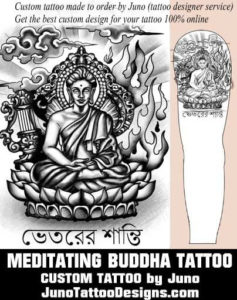 meditating buddha tattoo, juno tattoo designs