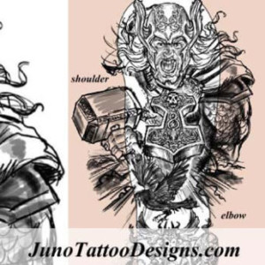 norse mythology tattoo, thor tattoo, hugin tattoo, mjölnir hammer tattoo, valkyrie tattoo, juno tattoo designs