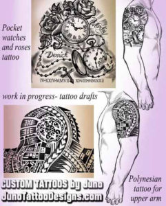 pocketwatches roses tattoo, polynesian tattoo, juno tattoo designs