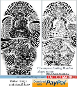 tibbetan tattoo template, buddha tattoo for arm,sleeve tattoo template