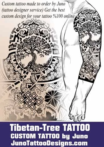 Tibetan tattoo design with tree