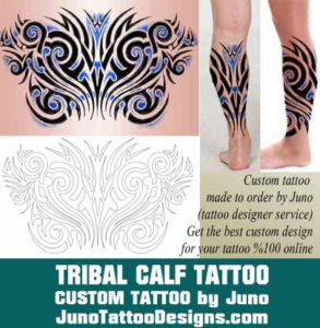tribal calf tattoo, juno tattoo designs