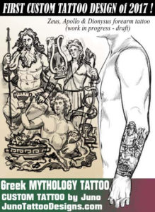 zeus dionysus apollo greek mythology tattoo. juno tattoo designs