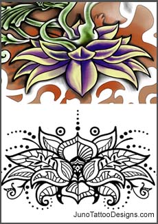 lotus flower tattoo, henna tattoo, flower henna tattoo