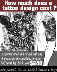 how does much a tattoo cost, archangel tattoo, juno tattoo design