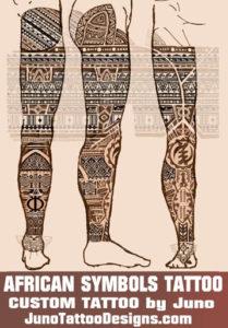 adrican tattoo, polynesian tattoo, custom tattoo design, zulu tattoo, leg tattoo