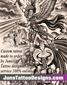 Saint-Michael tattoo, Demon tattoo, archangel tattoo, juno-tattoo-designs