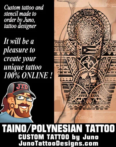 Taino/Polynesian tattoo design with Puerto Rico flag