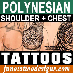 polynesian tattoos for chest and shoulder by the tattoo designer Juno