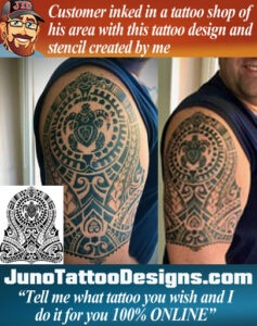 Polynesian arm tattoo, samoan sun turtle tattoo, honu tattoo, JunoTattooDesigns
