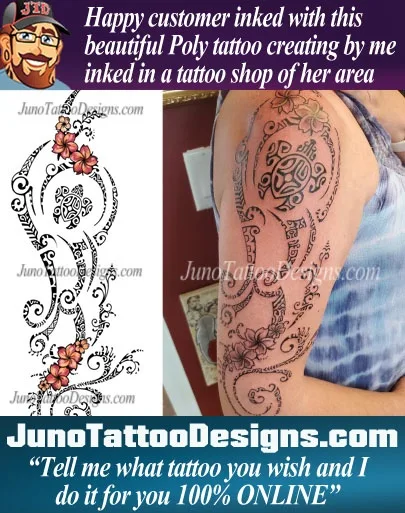Customer inked with a tattoo design created by me, Juno, professional tattoo designer