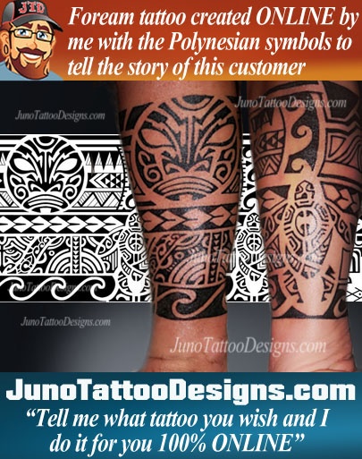 Polynesian forearm tattoo, samoan tattoo stencil, polynesian tattoo meaning, tiki tattoo, JunoTattooDesigns