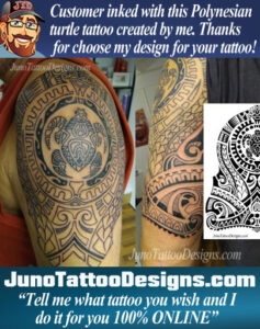 Polynesian turtle tattoo, Polynesian tattoo stencil, JunoTattooDesigns