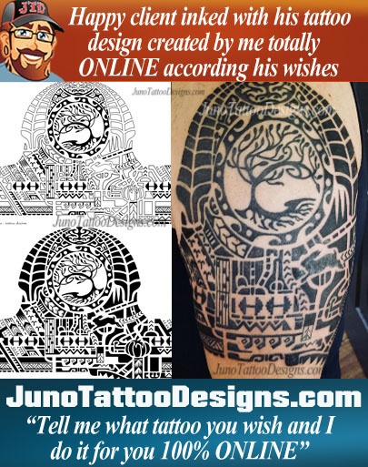 Polynesian tattoo, tree tattoo, tattoo stencil, JunoTattooDesigns