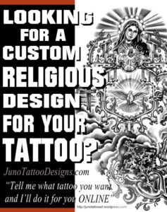 Virgin Mary tattoo, religious tattoo, tattoo template, tattoo designer online, junotattoodesigns