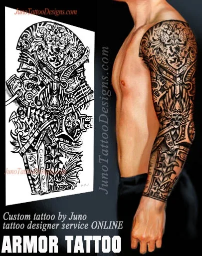 Male armor tattoo