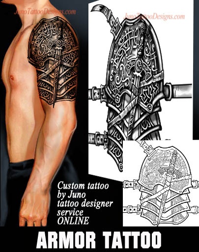 armor tattoo, male arm tattoo, junotattoodesigns