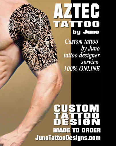 aztec tattoo, mesoamerican tattoo, tribal tattoo