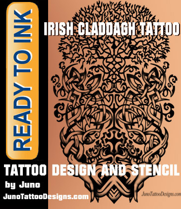 irish claddagh tattoo, scottish tattoo, irish tattoo, junotattoodesigns.com