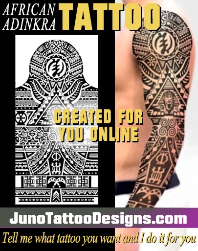 african tattoo design with adinkra symbols