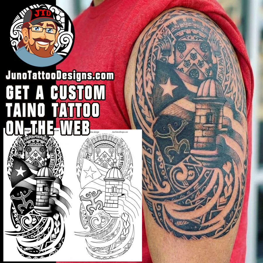 Custom Taino Tattoo Design and Stencil for shoulder