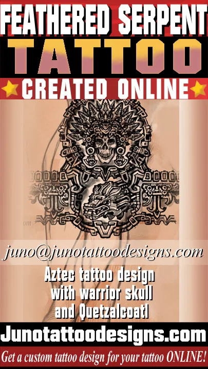 custom aztec tattoo design with warrior skull