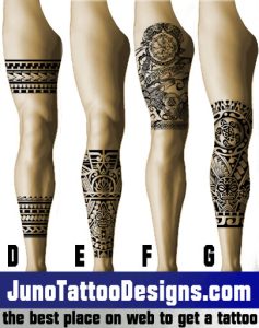 different options for placing a tattoo on the leg