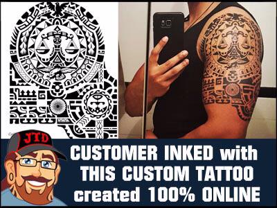 polynesian shoulder tattoo with scales eagle and dove