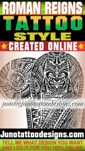 Roman Reigns samoan tattoo with tiki face by Juno tattoo designer