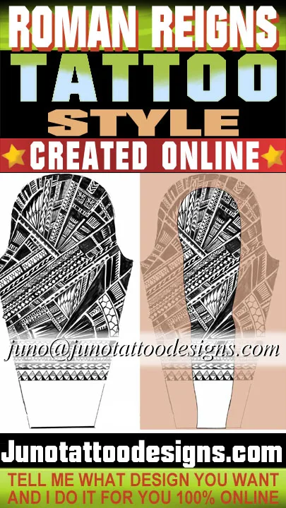 Custom sleeve tattoo design in a similar style to the Roman Reigns tattoos