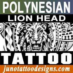 polynesian tattoo with lion head by Juno tattoo designer