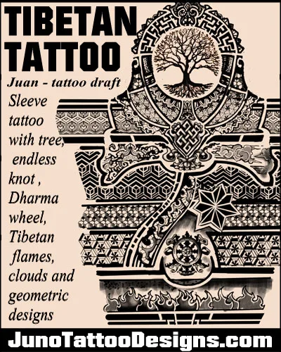 custom sleeve tattoo design in tibetan style