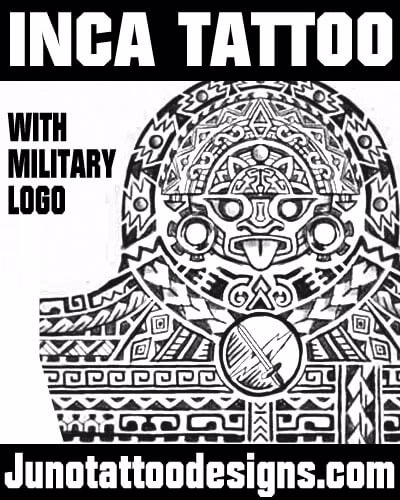 Inca tattoo with military tattoo
