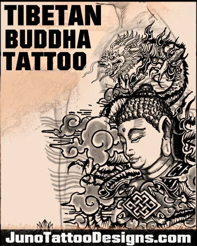 Tibetan buddha tattoo design with dragon