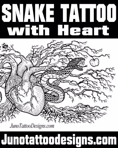 snake tattoo design with heart