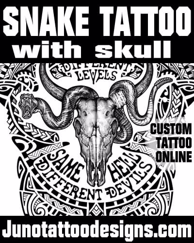 snake skull tattoo design