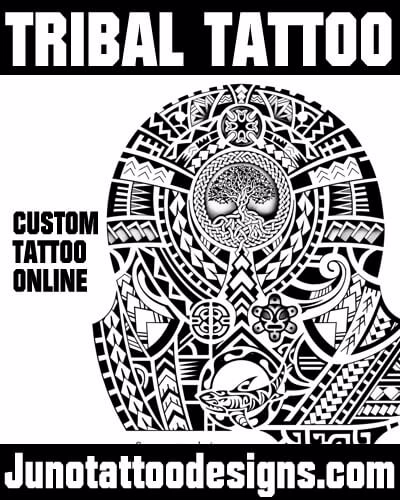 polynesian male tattoo with shark