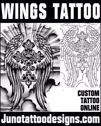 cross tattoo with wings