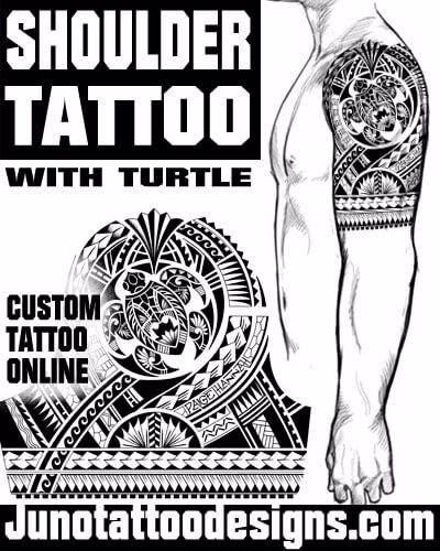 shoulder tattoo with turtle design