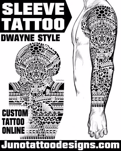sleeve tattoo Dwayne Johnson style