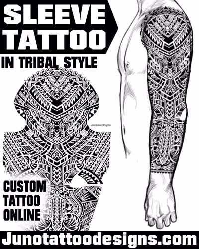 sleeve tattoo in tribal style