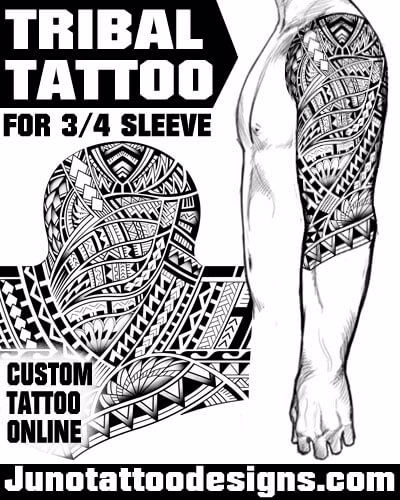 Sleeve tattoo in tribal Samoan style