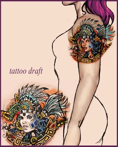 aztec warrior tattoo design