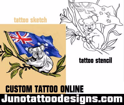 koala bear australia flag tattoo design
