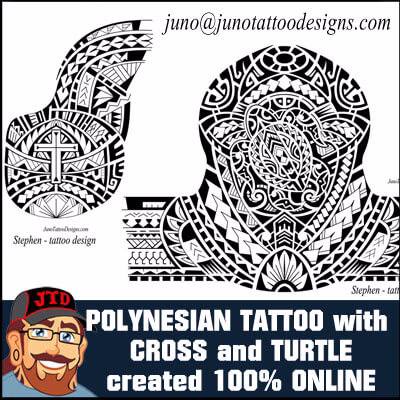 polynesian-tattoo-with-cross-and-turtle polynesian tattoo with cross and turtle