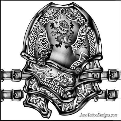 armor shoulder tattoo with lion