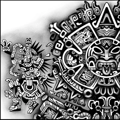 aztec calendar tattoo detail