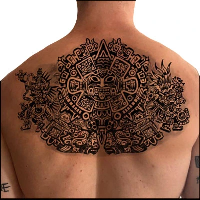 aztec calendar tattoo back